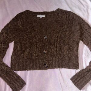Forever 21 Chocolate Cable Knit Cardigan
